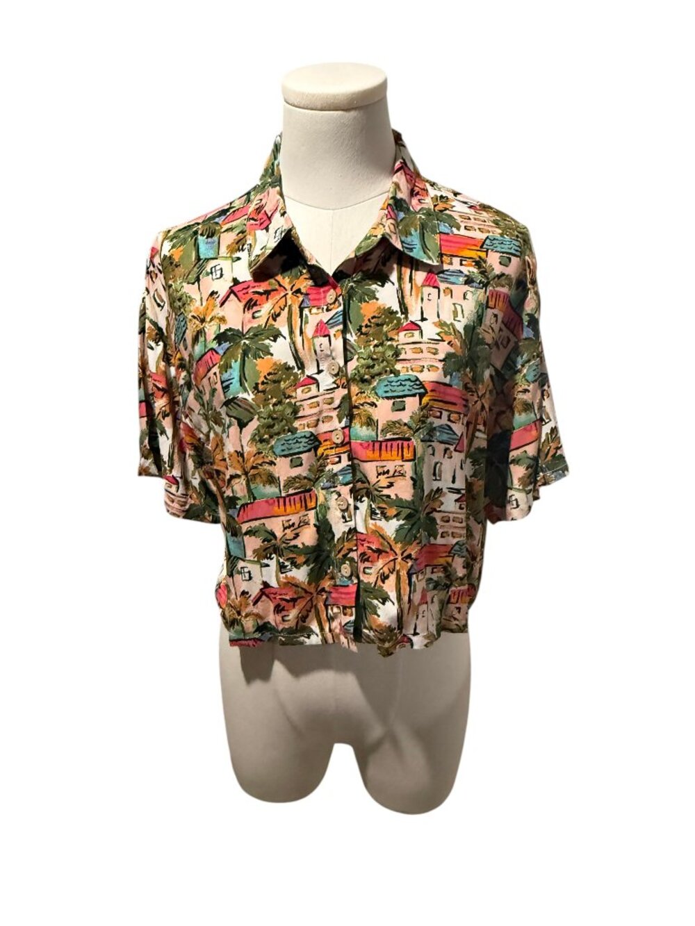 FOREVER 21 Tropical Town Crop Top Size M